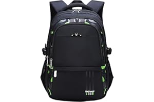 GEEK-M Sac a Dos Garcon imperméable Scolaire Cartable école Sac Oxford Sac a dos College pour Garcon Cartable enfant (vert)