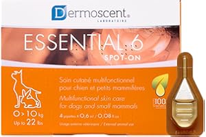 Dermoscent Essential 6 Spot-On | 4 x 0,6 ml | Für kleine Hunde, Katzen und Kleintiere | Kann zur Linderung von Juckreiz beitragen | Mit Vitamin E | Mühelose Anwendung