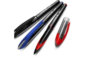 Uni-Ball Aire Micro - 0.5mm Fina Rollerball - 3 Pack - Negro, Azul, y Rojo - UBA-188-M