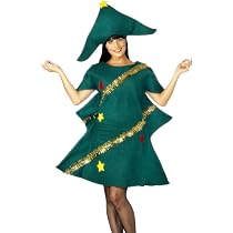 Costume Sapin De Noël Femme - Cape à Capuche Avec Nœud Et Pompons - Vert (Tailles S/M/L/XL)