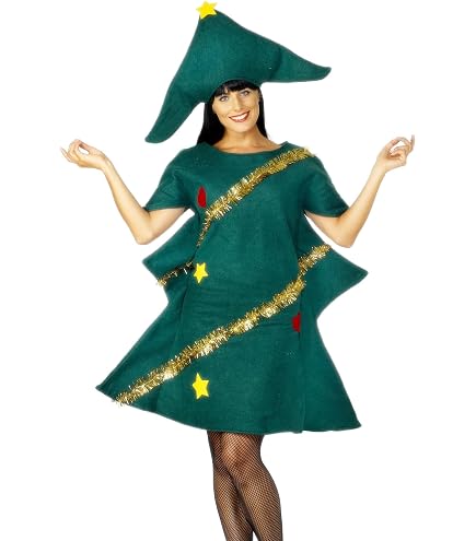 Amscan Weihnachts-Elfen-Kostüm Für Damen - Deluxe Set Mit Oberteil, Gürtel & Mütze In Grün/Rot
