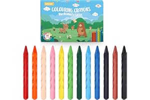 ECHOCUBE 12 Crayons de Cire pour Enfants, Crayons de Couleur Lavables pour École, Peinture et Arts-Plastiques, Crayons Non Toxiques pour Tout-Petits, Set de Crayons Craies pour Sacs de Fête