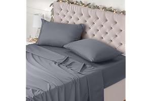 Utopia Bedding - Set Lenzuola Letto Matrimoniali 4 Pezzi 180x200 cm - Spazzolata Poliestre di Microfibra - Oeko-Tex Certificato - Lenzuolo con Angoli, Lenzuolo Piatto e 2 Federe 50x75, Grigio