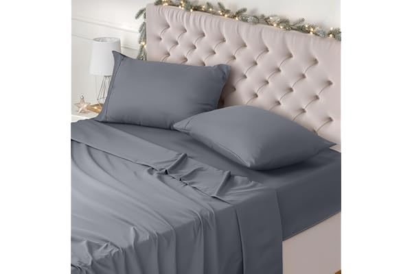 Utopia Bedding Juego de Sabanas 4 Piezas 150x200 - Poliéster Microfibra Cepillada - Oeko-Tex Certificado - Sábana Bajera, Sábana Plana y 2 Fundas de Almohada 50x75 (Cama 150, Gris)