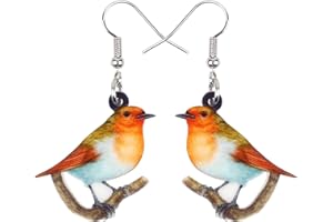 NEWEI Acrylic Cute Robin Bird Earrings Fashion Jewellery Drop Dangle Charms for Women Girls Children Gift