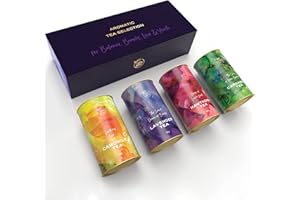 SALDVA Aromatic Loose Leaf Teas - Unique Blends of Loose Leaf Herbs, Spices and Fruits - Lavender, Hawthorn, Camomile & Cardamom Blends - 100% Natural (Set of 4 Teas)