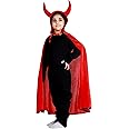 ITSMYCOSTUME Halloween Dress for Boys & Girls Kids Red Cape with Devil Horn Kids Costume Complete Set