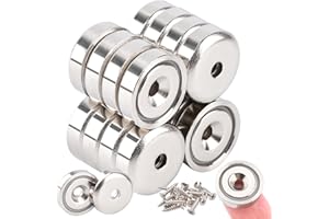 MIN CI 18Stück Neodym Magnet Extra Stark, 6kg(13lbs) Magnete zum Schrauben 16mm Runder Magnete mit Loch Flach Magnet mit Gewinde Magnets zum Anschrauben