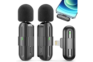 KEPACT Lavalier Mikrofon Wireless für iPhone/iPad,Tragbare Plug & Play,2Pcs Mini Microphone mit Rauschunterdrückung,Ansteckmikrofon für Live Streaming,YouTube,TikTok,Vlog(2 in 1/iOS,Keine App erforderlich)