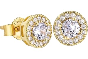 KRKC & CO KEEP REAL KEEP CHAMPION KRKC&CO Iced out Clous d'oreilles pour Homme Garçon, Boucles d'oreilles Clous en Argent 925 Hypoallergique, Homme Boucles d'oreilles Plaqué 14k Or, Mode Boucle d'oreille Carré Princesse Scintillant