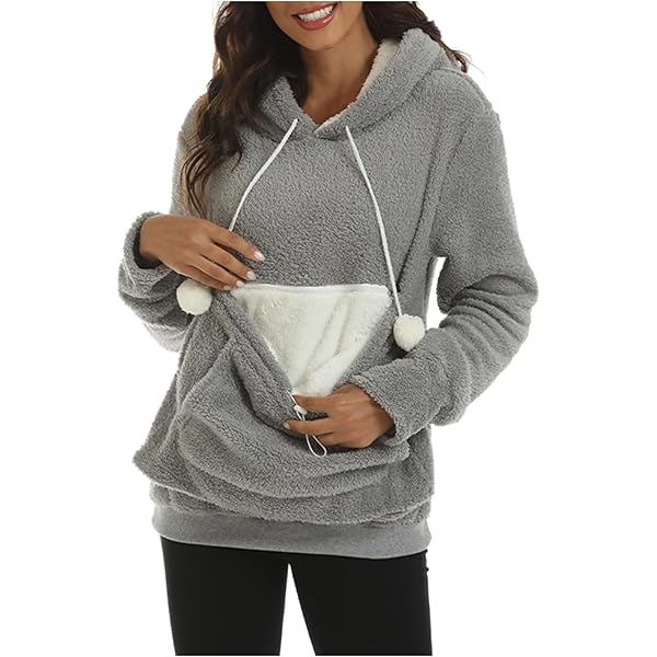 Sweat à Capuche Avec Poche Kangourou Pour Transporter Son Chien Ou Chat - Chaud Et Doux - Taille Oversize