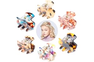 ‎KAVYA Kavya Pack of 6 Women's Hair Clips, Small Square for Thin Hair, Non-Slip Hair Clip, Tortoiseshell Acetate Leopard Hair Clips for Women and Girls B