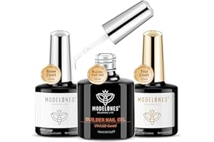 modelones 8 in One Builder Gel und Base Coat Top Coat Set, 3 PCS Gel Nagellack,Gel Nail Extension Builder Gel in a Bottle, No Wipe Unterlack und Überlack Nägel Gellack Nageldesign Maniküre Set