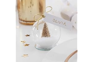 Ginger Ray Gold Snow Globe Christmas Place 4 Stück, Gelb|weiß|braun|grau, Einheitsgröße