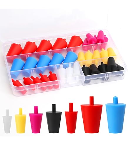 Produktbild von 100 Gummistopfen Konisch | 10 Größen | Silikon | Schwarz | Für Löcher 3–8,5 Mm