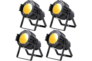 PUZILOZA 4pcs 80W Foco par LED COB Luce discoteca DMX con Blanco frío/Cálido, luz estroboscópica de escenario DJ con ventilador para iglesia, concierto, boda, teatro, Navidad