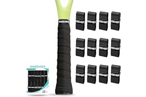 Ogeenier Tennis Racket Grip Tape, 12 Pack, Absorbent and Anti-Slip Badminton Squash Racket Grip, Precut Soft Racquet Padel Overgrip Tape