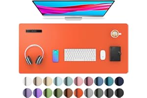 Aothia Alfombrilla de Escritorio,Tapete Escritoriode de Oficina,Alfombrilla de mesa antideslizante, alfombrilla de escritorio impermeable (91x43cm,Herms Orange)