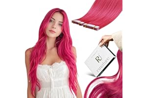 RUNATURE Extensiones de Cabello Natural Adhesivas #Rosa 12 Pulgadas Invisible Tape in Hair Extensions Caliente Extensiones Adhesivas Remy Cabello Natural 20g