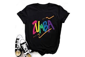 kewing T-Shirt for Women Zumba Printed Short Sleeves Round Neck Roll Sleeve Casual Top for Zumba Classes Dance Fitness Training