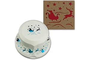 Artoz - Perforatore volante, con motivo Babbo Natale sulla slitta e renna, liberamente posizionabile, per creare da sé biglietti di auguri e cartoline natalizie