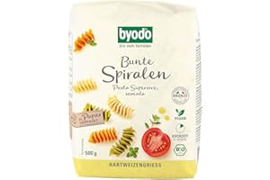 ‎BYODO Byodo Organic Colourful Spirals, 2 x 500 g - Italian Durum Wheat Semolina Pasta with Organic Spinach & Tomato Powder, Traditional Bronze Matrices, Organic Certified, Perfect Al Dente Enjoyment,