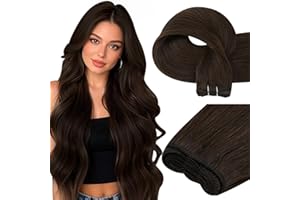 Easyouth Bundles Extensions Tessitura Capelli Veri Matassa Remy Hair Colore Marrone più Scuro 100g 16 Pollici 40 cm Real Human Hair Lunghi Brasiliani Morbido Double Weft Soft