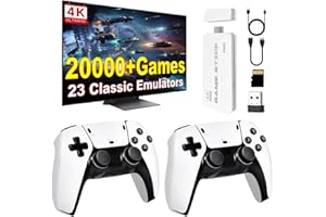 Whatsko 2025 Upgrade Retro Konsole Spielkonsole Game Stick, M15 Plus Konsole 20000+ Spielen 23 Emulator, HDMI Plug and Play TV Video Game Stick 4K mit 2 Wireless Controllern, Geschenk für Familien