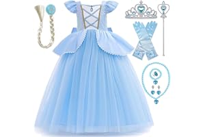 PIXUYE Robe Princess Fille DéGuisement Princesse Costume Princess Avec Accessoires Costume Halloween Partie Carnaval Cosplay NoëL SoiréE CéRéMonie, 3-9 Ans