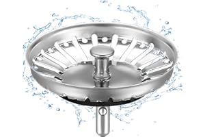 HUAERSICO Abflussstopfen siebkörbchen 84 mm - Edelstahl Abflusssieb - Waschbecken sieb - Spülbecken Stöpsel- Waschbeckenstöpsel - Franke spüle ersatzteile（2 Ersatz Originaldichtung）
