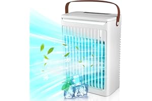 VUSDDY Mini climatisation avec station de charge USB, silencieuse, fonctionnement longue durée de 8 heures pour ventilateur avec refroidissement par eau, petite climatisation adaptée à la maison