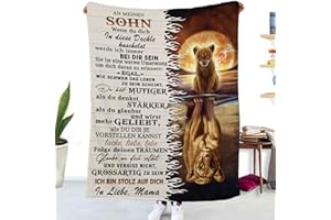 ‎TOSPASS Kuscheldecke Personalisierte Decke An Meine Sohn Decke Von Mama Flanell Briefdecke Positiv Ermutigen Nachricht Brief Decke Tv-Decken Geschenk Geburtstag Weiche Fleecedecke für Sofa Reisen 150x220 cm