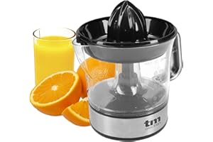 TM Electron TMPEX005 Elektrische Zitruspresse mit Krug 700 ml, 2 Presskegel, einstellbarer Fruchtfleischregler, links nach rechts, spülmaschinenfest, 40 W