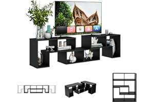KOMFOTTEU Mobile TV Soggiorno in Legno, Mobile Porta TV Liberamente Combinabile, per tv fino a 65”, Mobiletto TV Multifunzione con 6 Vani Aperti, 134 x 30 x 43 cm (Nero)