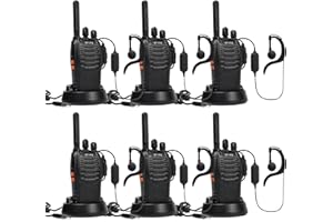 Walkie Talkie PMR446 lizenzfreies Zwei-Wege-Funkgerät, pofung PT88E 16 Kanäle Professionelle wiederaufladbare Walkie Talkies mit großer Reichweite mit USB-Ladestation und Hörmuscheln Schwarz 6 Stück