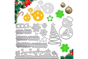 Saijer Troqueles Navidad,Troquelado De Metal Troqueles Hacer Tarjetas Troquelado Cutting Dies Alce Campanas Trineos para Navidad Cortar Tarjetas Álbum Papel Álbum De Recortes Decoración(Plata)