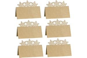 BIGTREE 60Pcs Christmas Kraft Table Cards Name Place Cards Foldable Dinner Table Cards Hollow Seat Cards Greeting Cards Table Number Card Writable Printable for Wedding Xmas Birthday Party Decoration