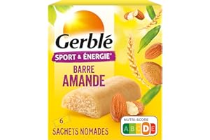 Gerblé Sport et Énergie, Barres énergétiques aux amandes et germe de blé, Riches en glucides et en vitamine B1, 6 Emballages individuels, 150g, 204747