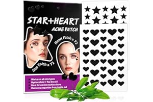KLLALO Pickel Pflaster, Hydrokolloid Patch, wasserdicht und atmungsaktiv, Akne-Patch, unsichtbare Akne Pimple Healing Patch und Stern Patch Pickel, absorbierende Abdeckung für Akne (Schwarzer Stern + Herz)