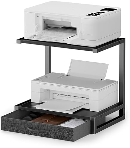 Relaxdays Printer Stand, Desk Tidy, Organiser, Tabletop Shelf, HWD: 28