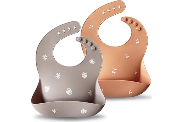 Moonkie Bavoirs Silicone Bebe sans BPA, Bavoirs Bebe Naissance,Imperméable et Durable, Réglables pour Bébé et Tout-petits