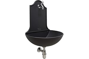 FONDERIA BONGIOVANNI Fontana muro Marbella color ghisa con rubinetto e sifone cromato per casa giardino