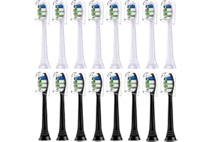 VALUABLETRY 16er Precision Clean Ersatzbürsten Kompatibel mit Philips Sonicare Schallzahnbürste, 8er Schwarz und 8er Weiß Bürstenköpfe.