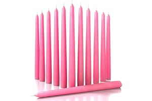 CANDWAX 30 cm Taper Candles Set of 12 - Dripless and Smokeless Candle Unscented - Slow Burning Candle Sticks Ideal as Christmas Candle or Dinner Candles – Pink Candles