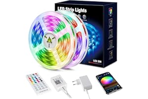 Beaeet Tiras LED 20 Metros RGB 5050, Luces LED con App y Mando, Sincronización con la Música, Ideal para Luces LED Habitación, Decoración de Fiestas y Navidad(10m*2)