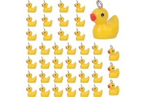 Tinoaly 40pcs Mini Resin Ducks, Small Yellow Duck Charms with Top Rings Tiny Resin Miniature Animal Pendants Accessories for Women Jewelry Making Necklace Earrings Keychain DIY