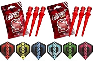 L-Style - Punte per freccette in confezione doppia + alette THOR-DARTS® (2 x 30 – 2 x 50 – 2 x 6 pezzi) LSTYLE Dart Tip: Lip – Premium Lippoint – Regular – Short – USA – TwoTone – Natural9 – Acute –