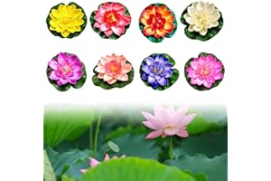 ‎SEASBOES Seasboes 8 Stück Künstliche Seerosen, Schwimmende Blumen, Artificial Lotus, Eva Lotus Flower Teich Wasserlilie, Seerosen Künstlich, Künstliche Lotusblume für Gartenterrasse Pool Aquarium Dekoration