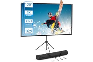 EXCELIMAGE Beamer Leinwand mit Stativ, Tragbar Projektor Leinwand 120 Zoll, 16:9, 4K HD ProjektionLeinwand, Leicht und Kompakt, tragen, Ideal für Heimkino, Innen/außen Filme.