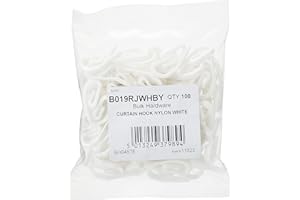 Merriway BH04576 (100 Pcs) White Plastic Curtain Hooks - Pack of 100 Pieces , 38mm x 13mm